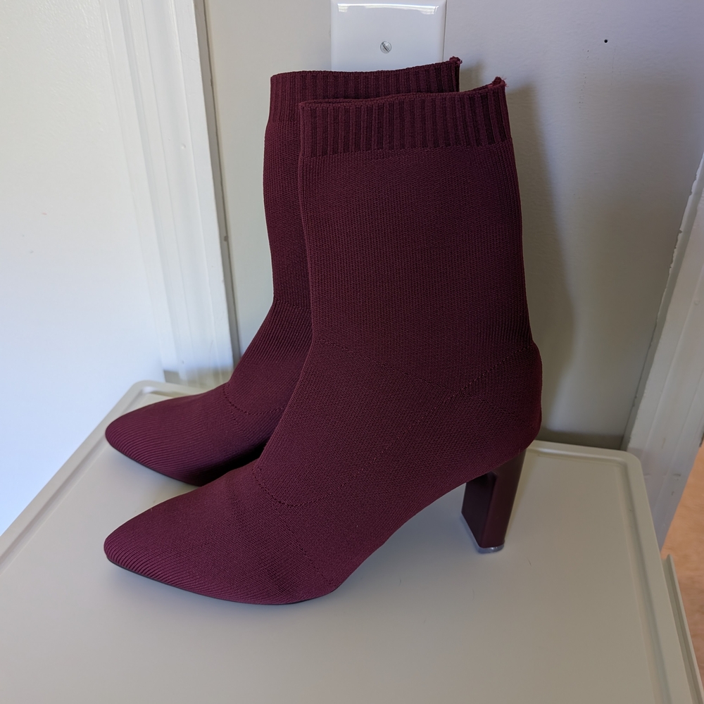 Women's Burgundy Sock Boots